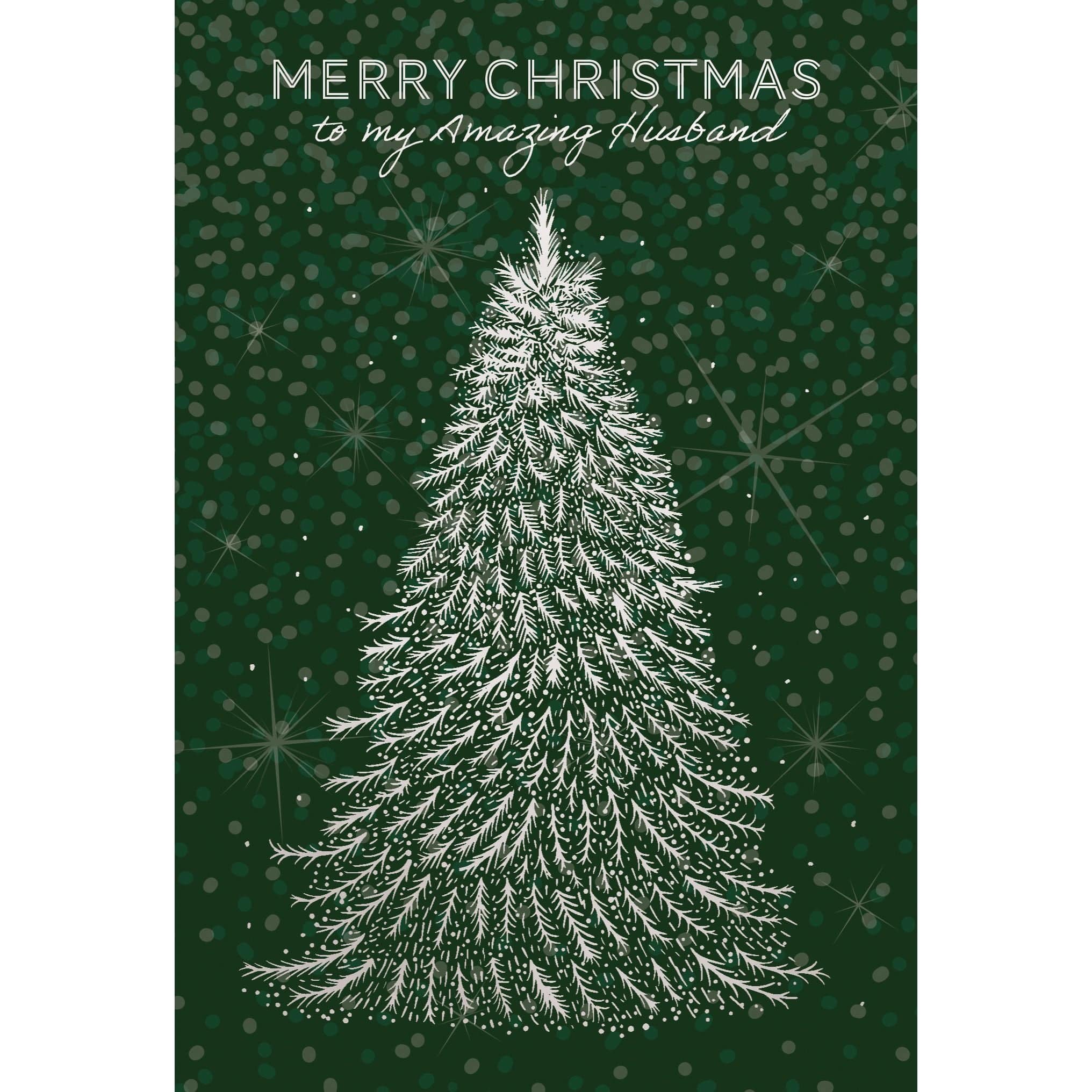 Sparkling Tree Christmas Card for Husband by Pictura featuring festive holiday design with a glittering tree and seasonal greeting